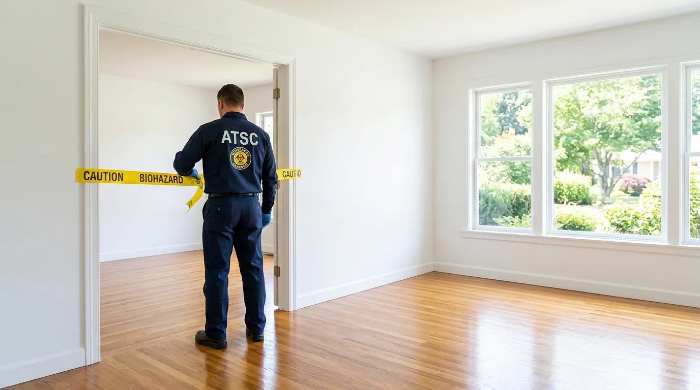 Certified biohazard cleanup crew performing Decomposition Cleanup in Stoughton